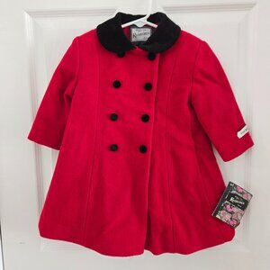 Vintage Rothschild Baby Girl Red Wool Coat with Hat, 12M, NWT